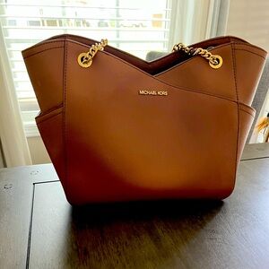 Tan, leather, matching Michale Kors purse and wallet